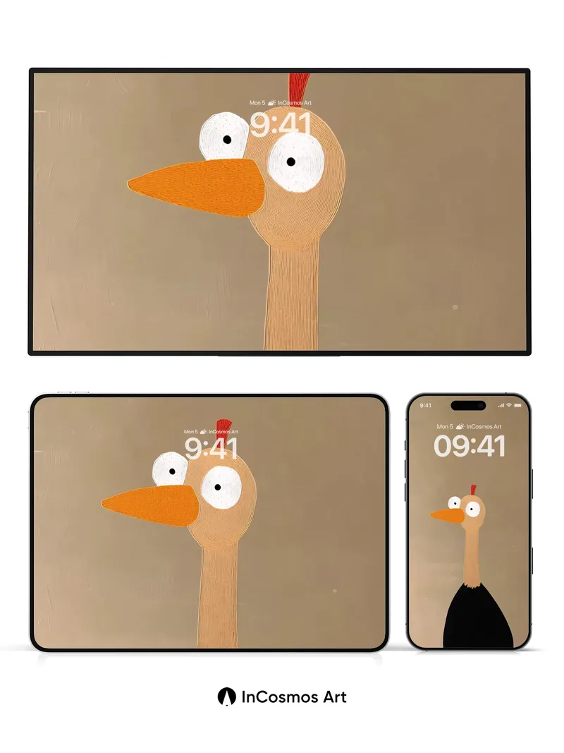 Whimsical Woodcut Bird Wallpaper with Textured Feathers