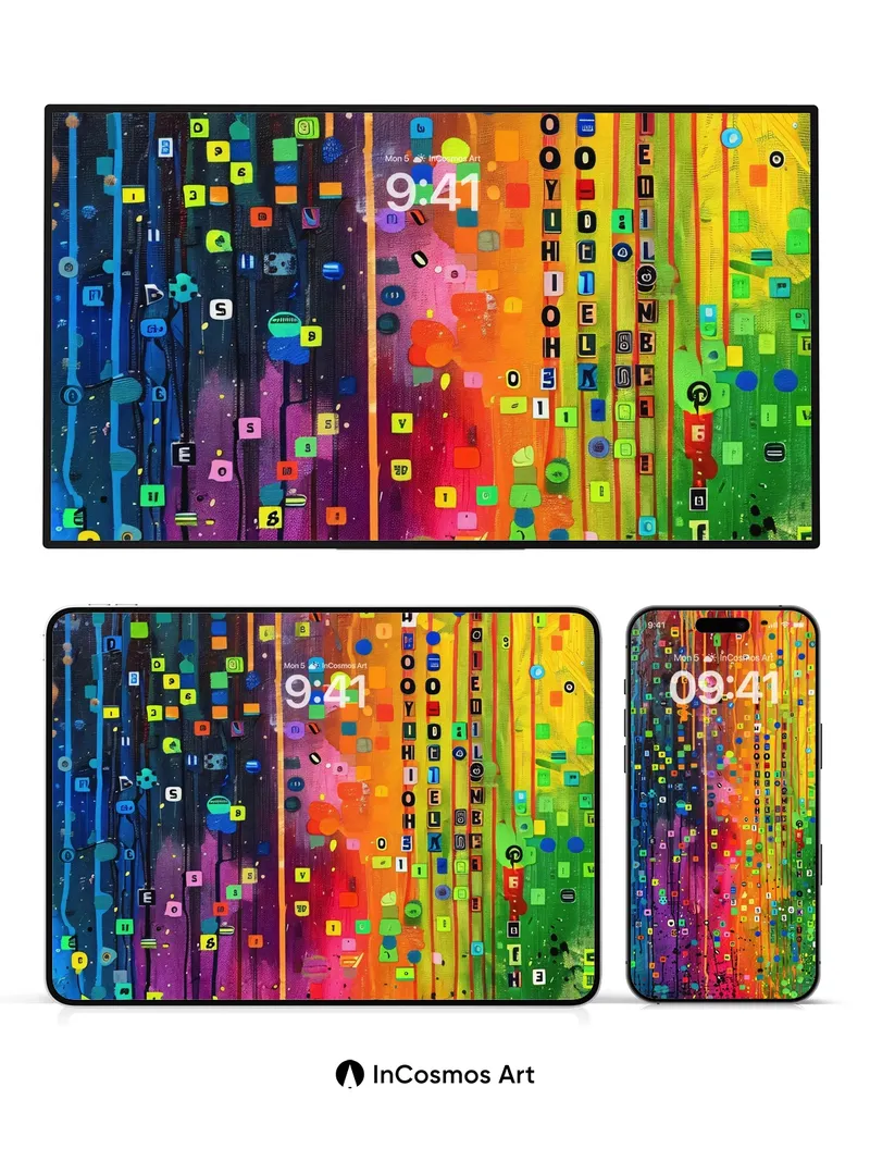 Electric Pulse Wallpaper with Digital Rain