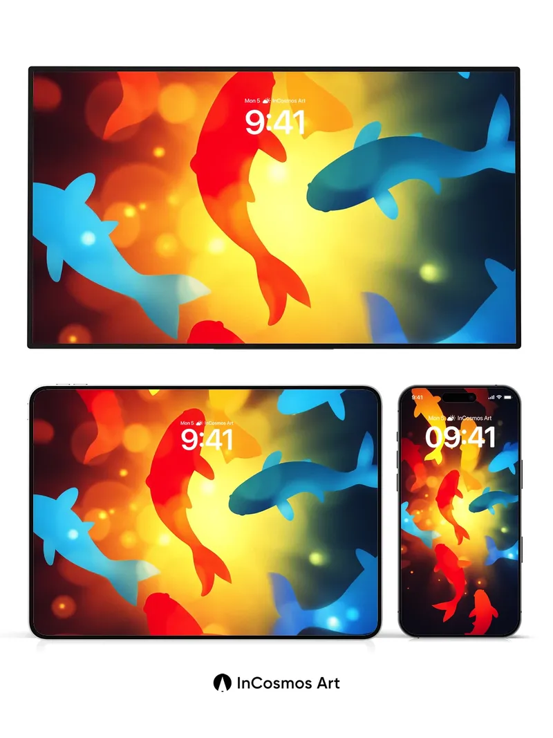 Luminous Koi Wallpaper with Cosmic Drift