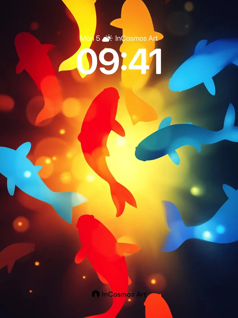 Luminous Koi Wallpaper with Cosmic Drift
