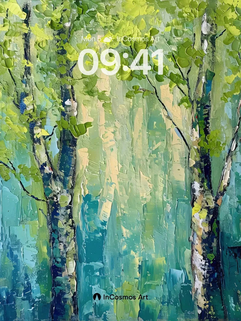 Whispering Canopy Wallpaper with Emerald Veils