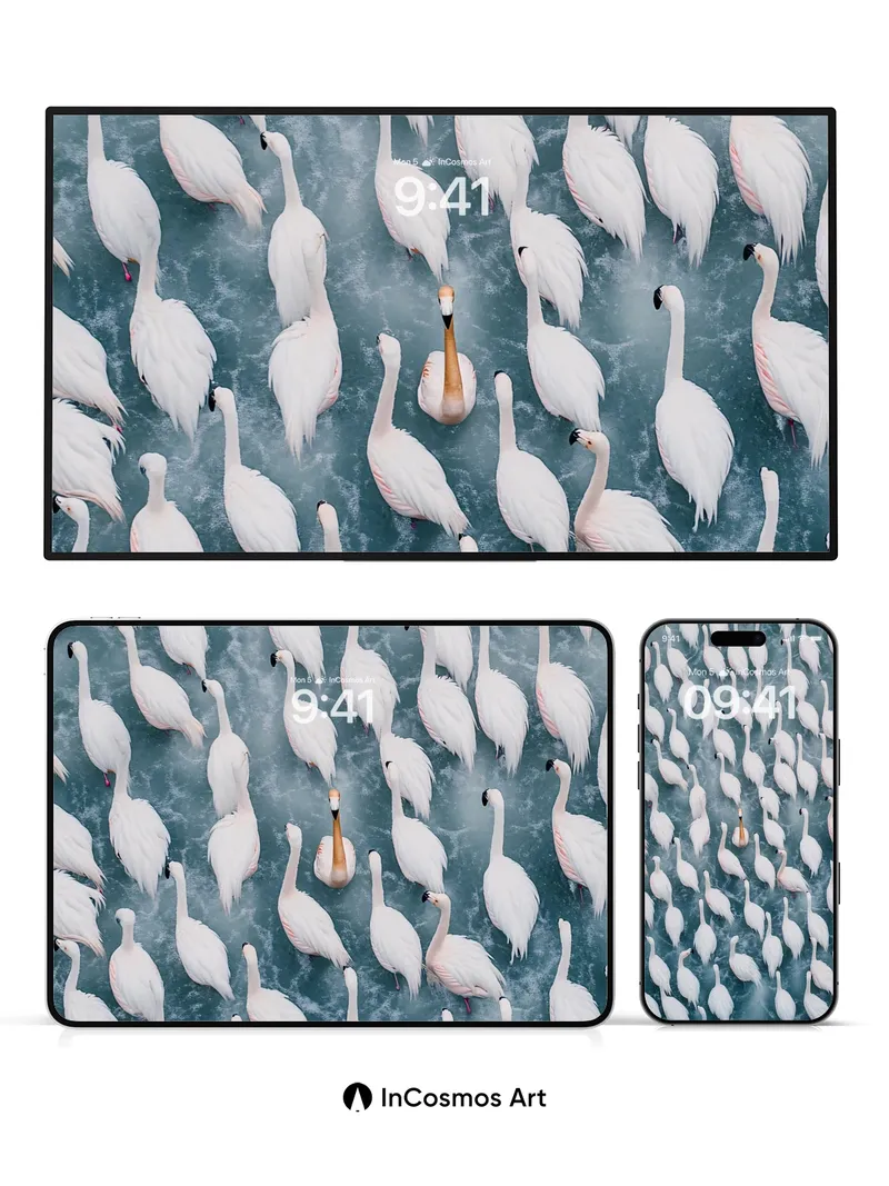 Serenity Flock Wallpaper with Golden Solo