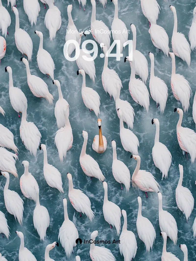 Serenity Flock Wallpaper with Golden Solo