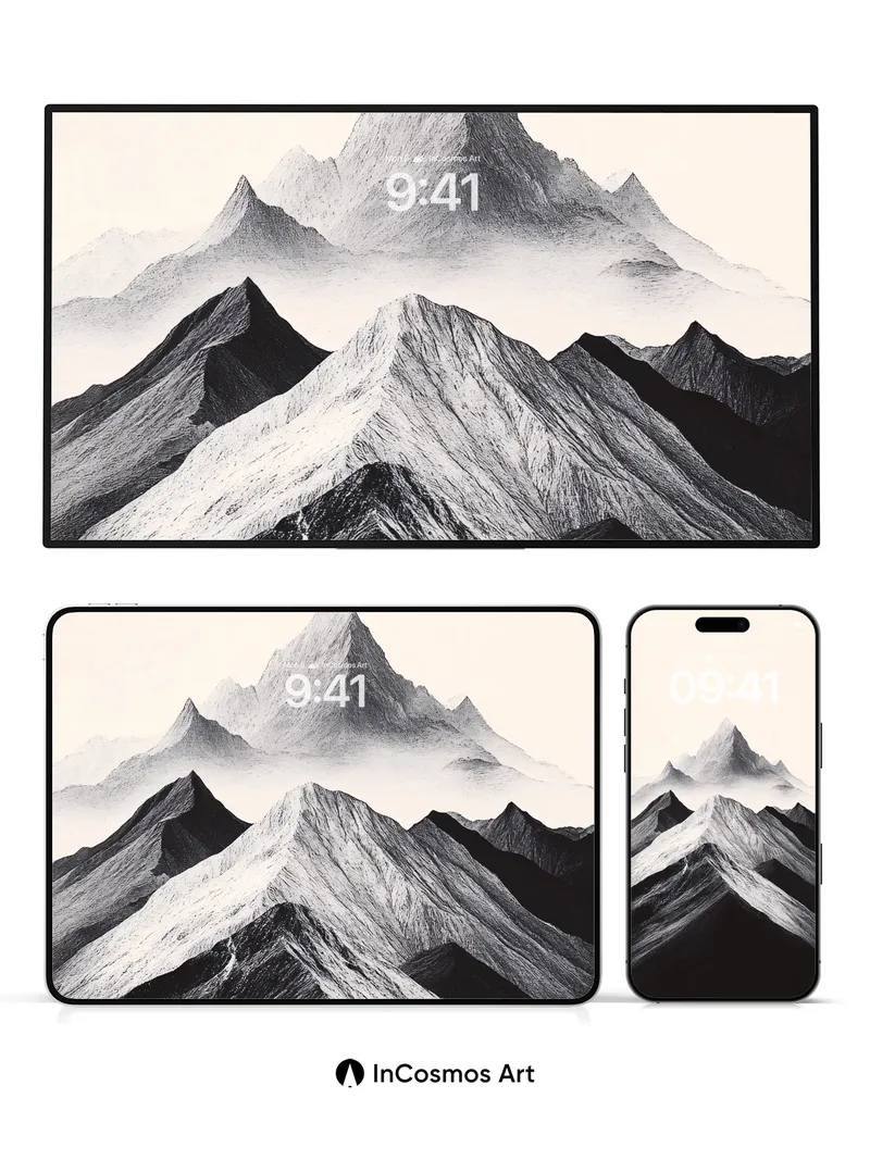 Silent Summit Wallpaper with Frost-etched Peaks