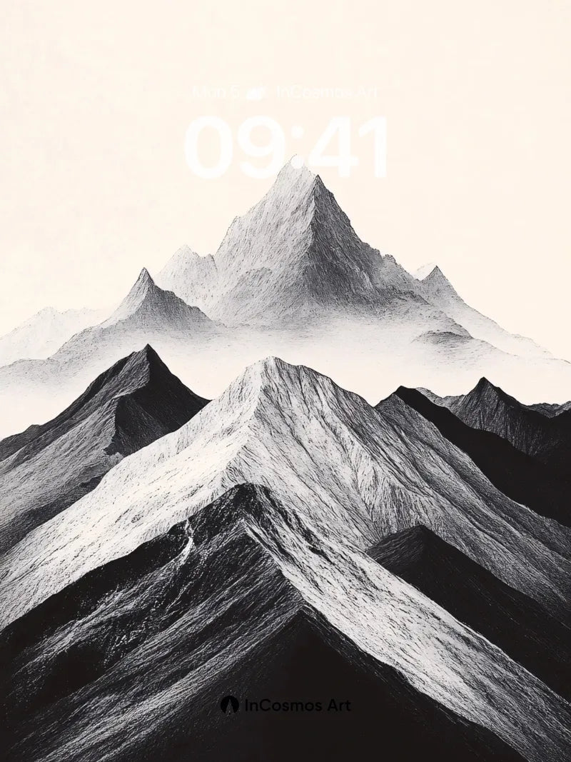 Silent Summit Wallpaper with Frost-etched Peaks