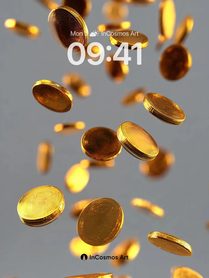 Golden Cascade Wallpaper with Floating Light