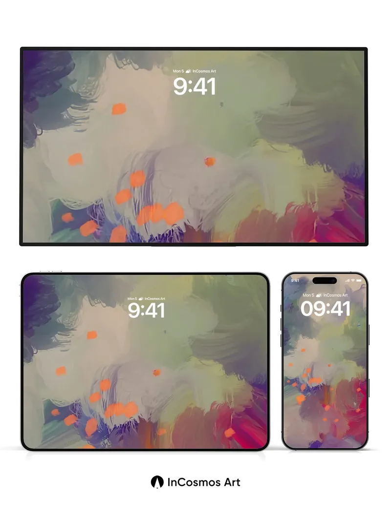 Whispering Canvas Wallpaper with Floating Oranges