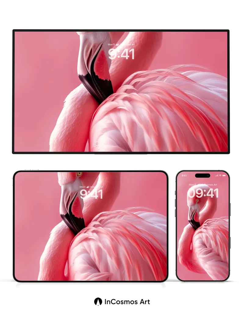 Serene Pink Flamingo Wallpaper with Feathered Light