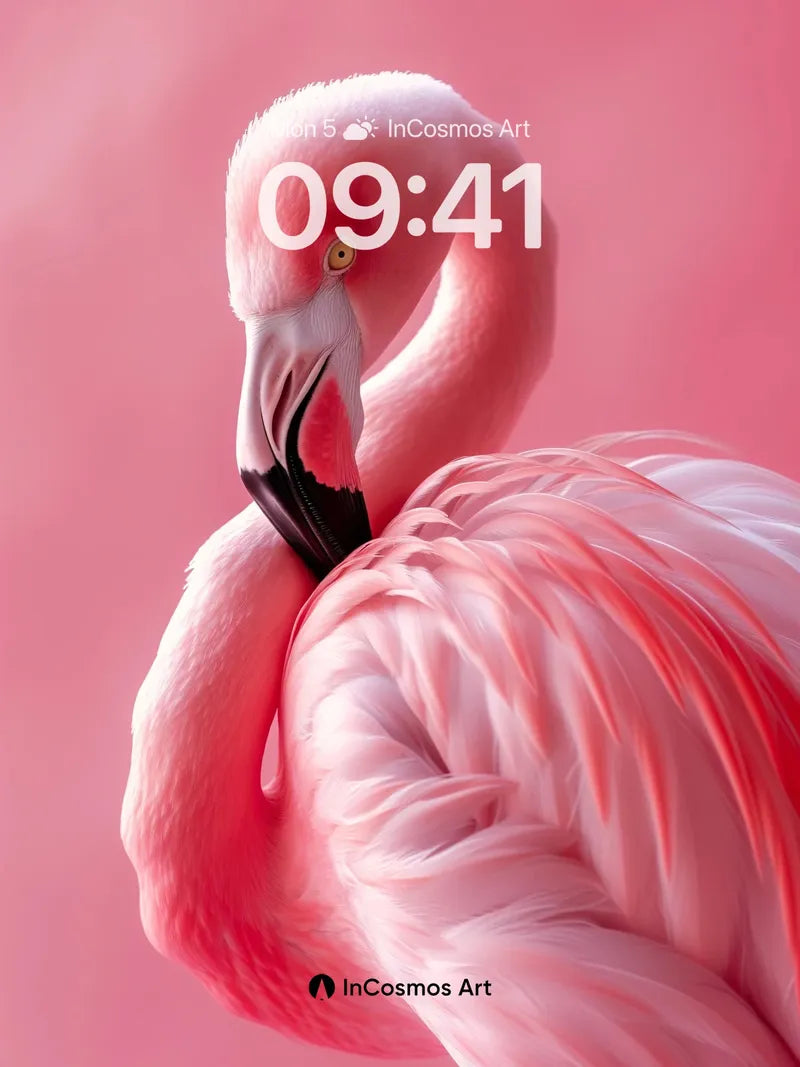 Serene Pink Flamingo Wallpaper with Feathered Light