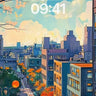 Golden Hour Cityscape Wallpaper with Cherry Blossom Frame wallpaper for iPhone, iPad & Mac