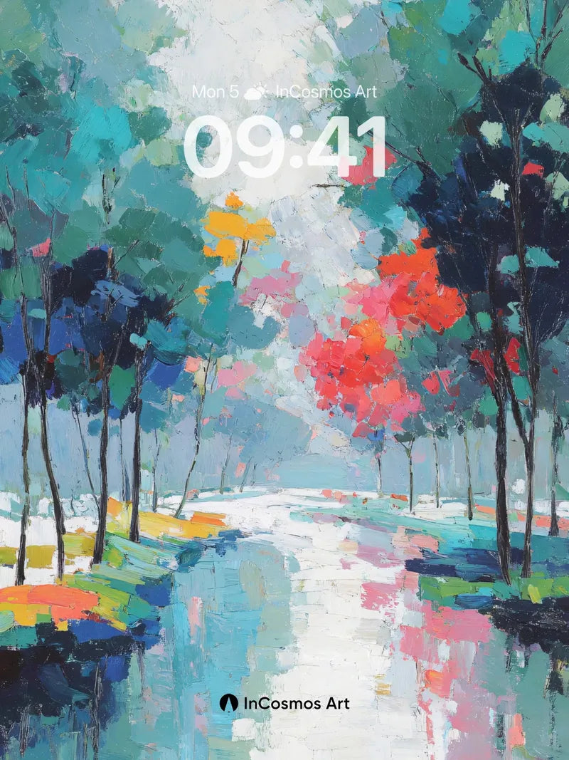Whispering Pathway Wallpaper with Painted Light wallpaper for iPhone, iPad & Mac