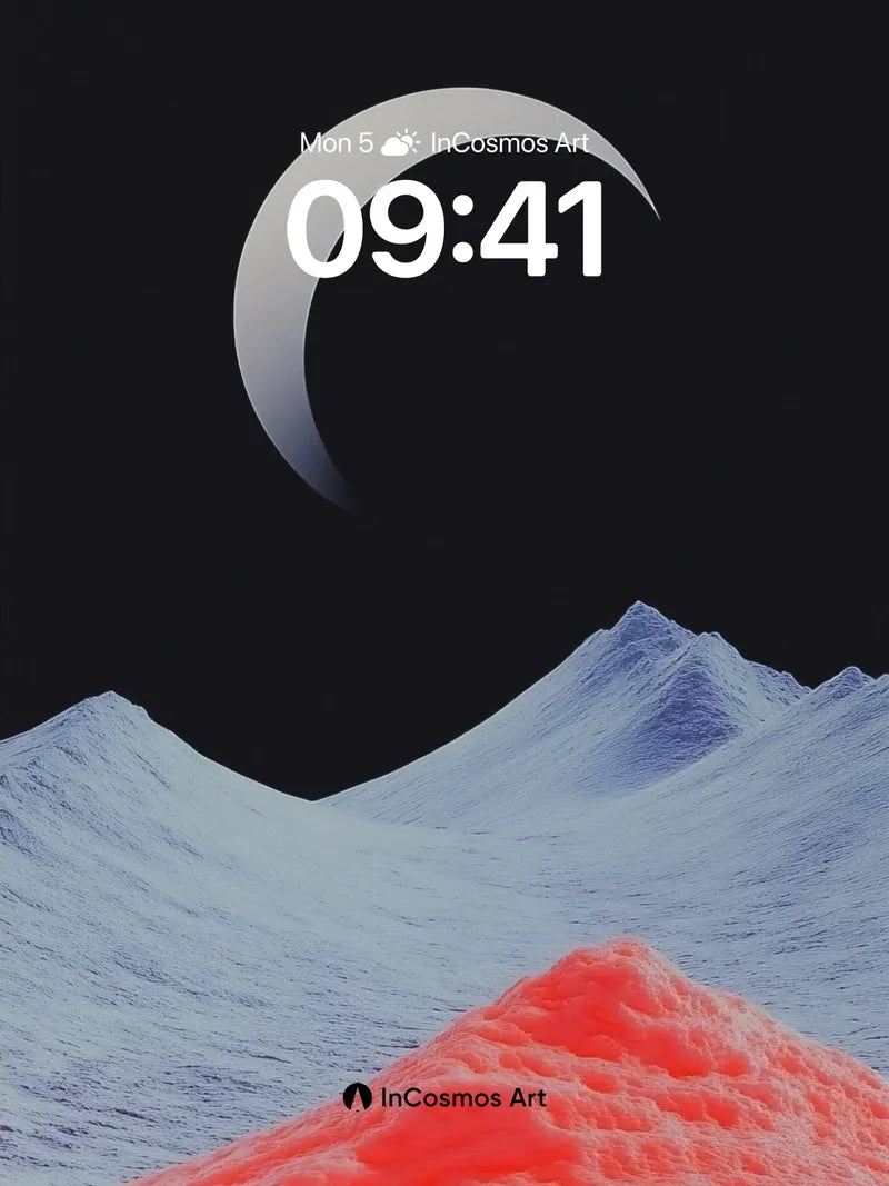 Crimson Dune Wallpaper with Lunar Crescent