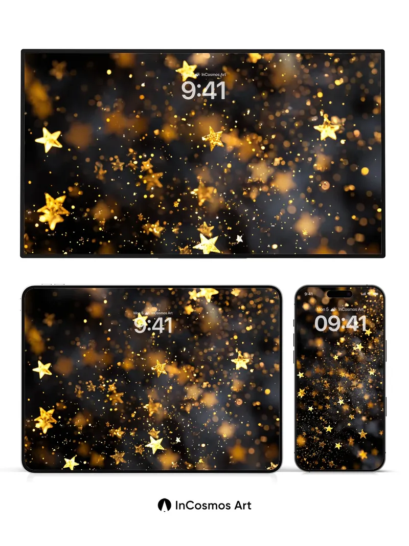 Golden Stardust Wallpaper with Floating Light
