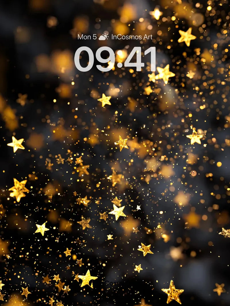 Golden Stardust Wallpaper with Floating Light