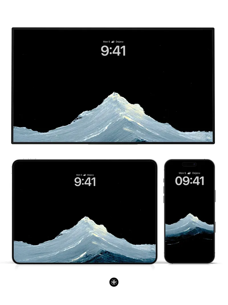 Serene Mountain Silhouette AMOLED Black Wallpaper