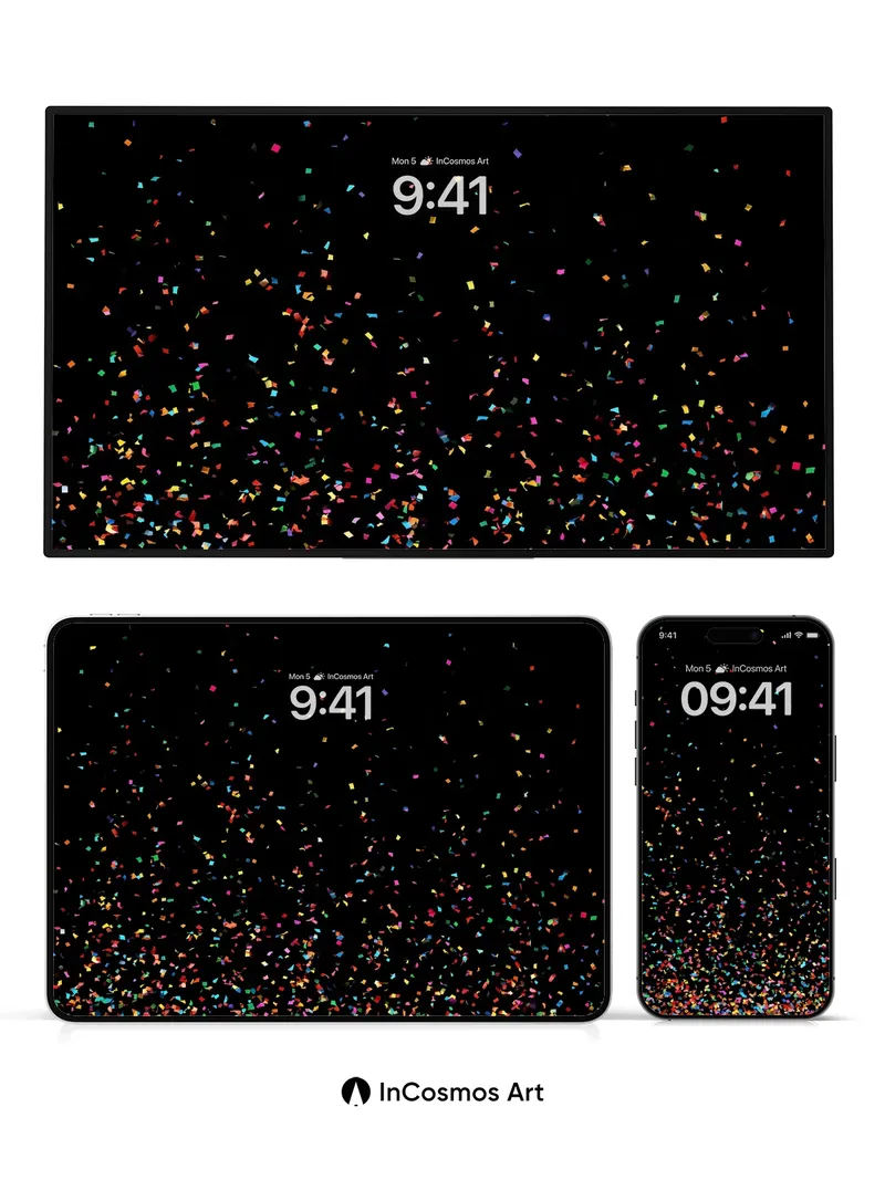 Celestial Confetti Wallpaper with Rainbow Dust