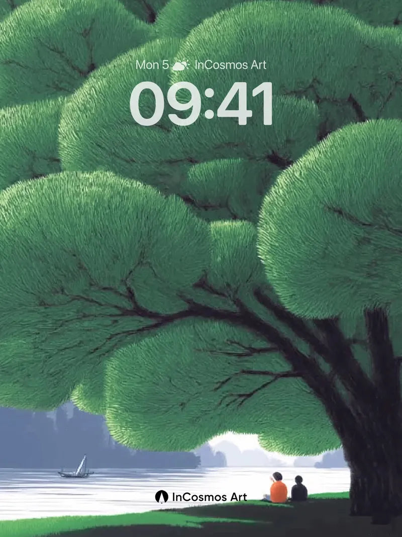 Serenity Under Canopy Wallpaper with Whispering Leaves wallpaper for iPhone, iPad & Mac