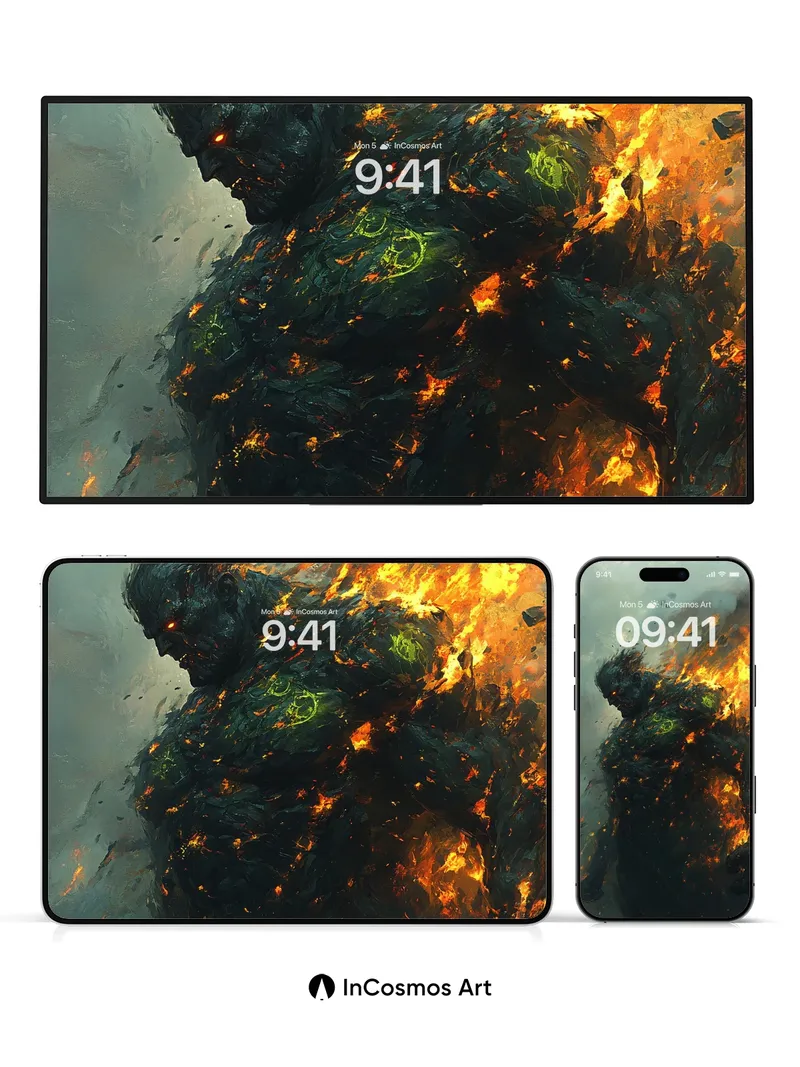 Emberclad Warrior Wallpaper with Living Flames