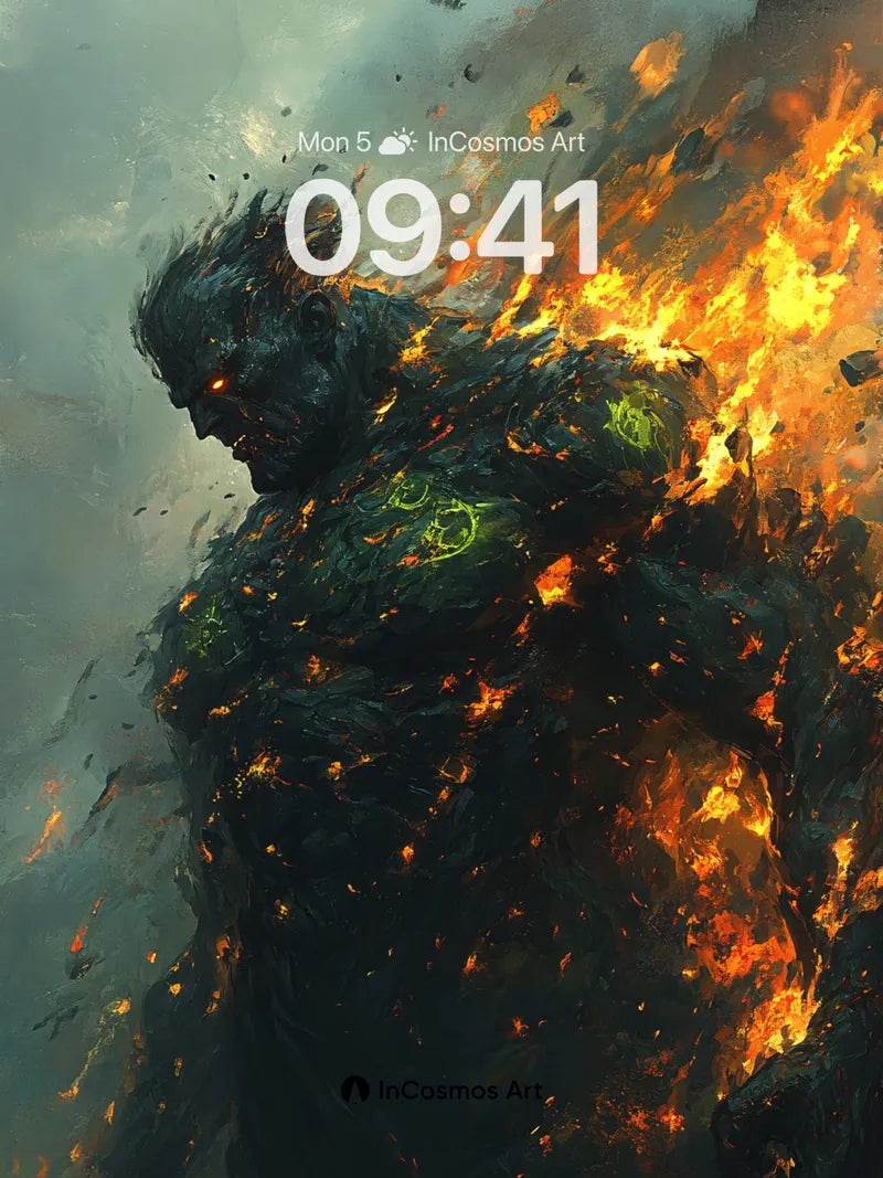 Emberclad Warrior Wallpaper with Living Flames