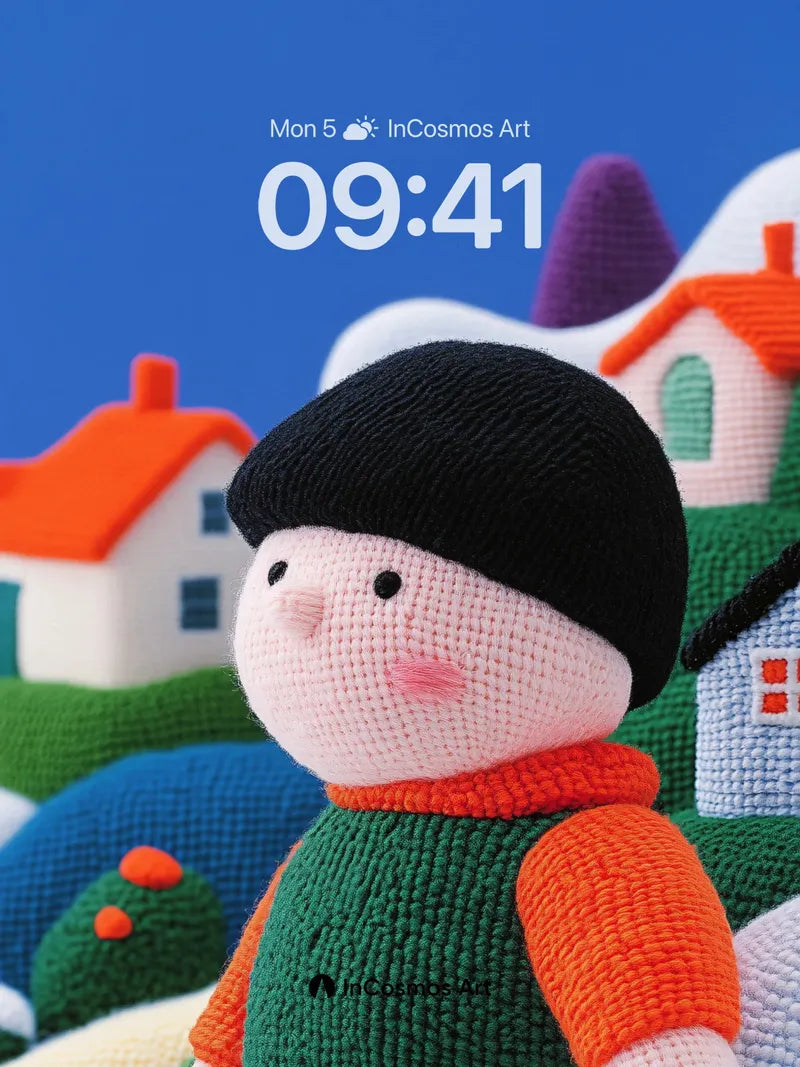 Knitted Village Wallpaper with Whimsical Charm wallpaper for iPhone, iPad & Mac