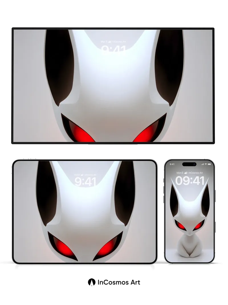 Silent Watcher Wallpaper with Crimson Eyes