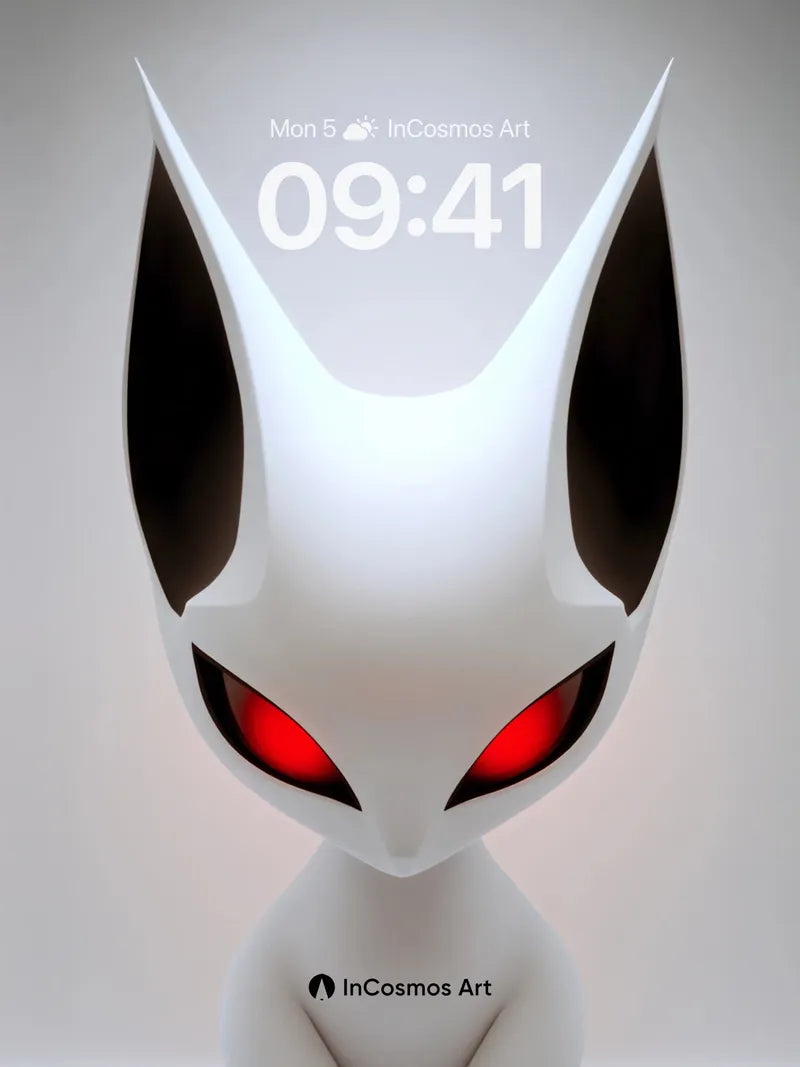 Silent Watcher Wallpaper with Crimson Eyes