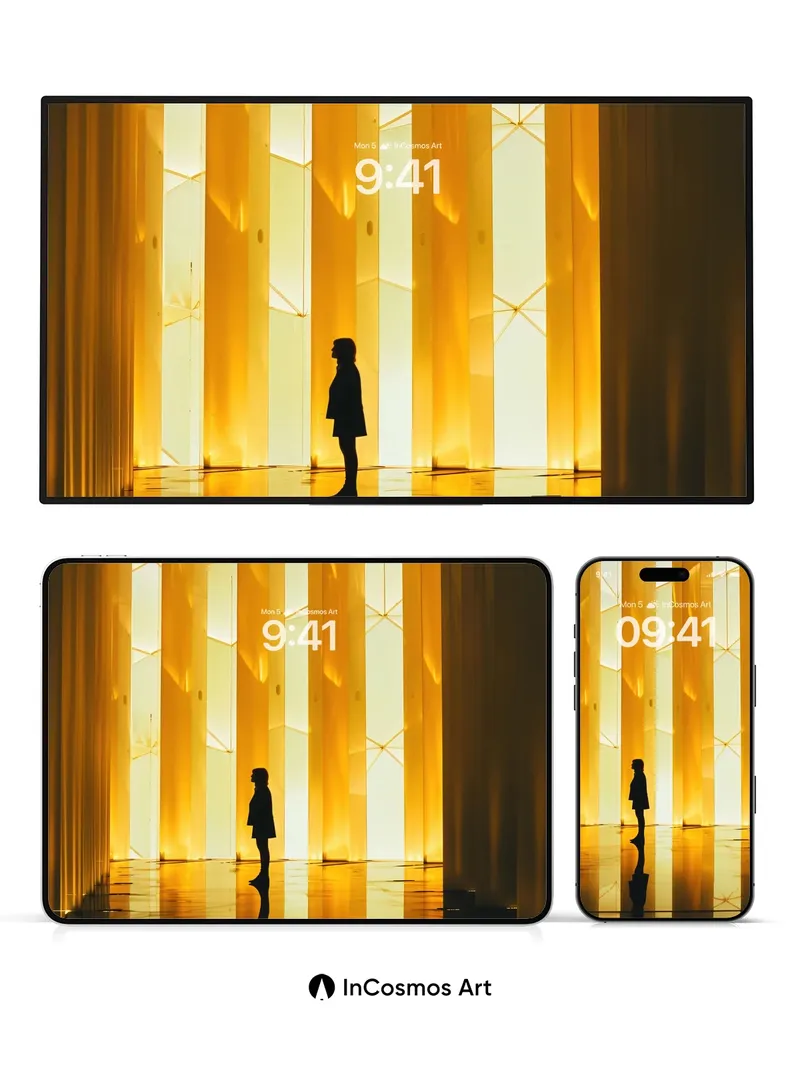 Golden Hush Wallpaper with Silent Columns