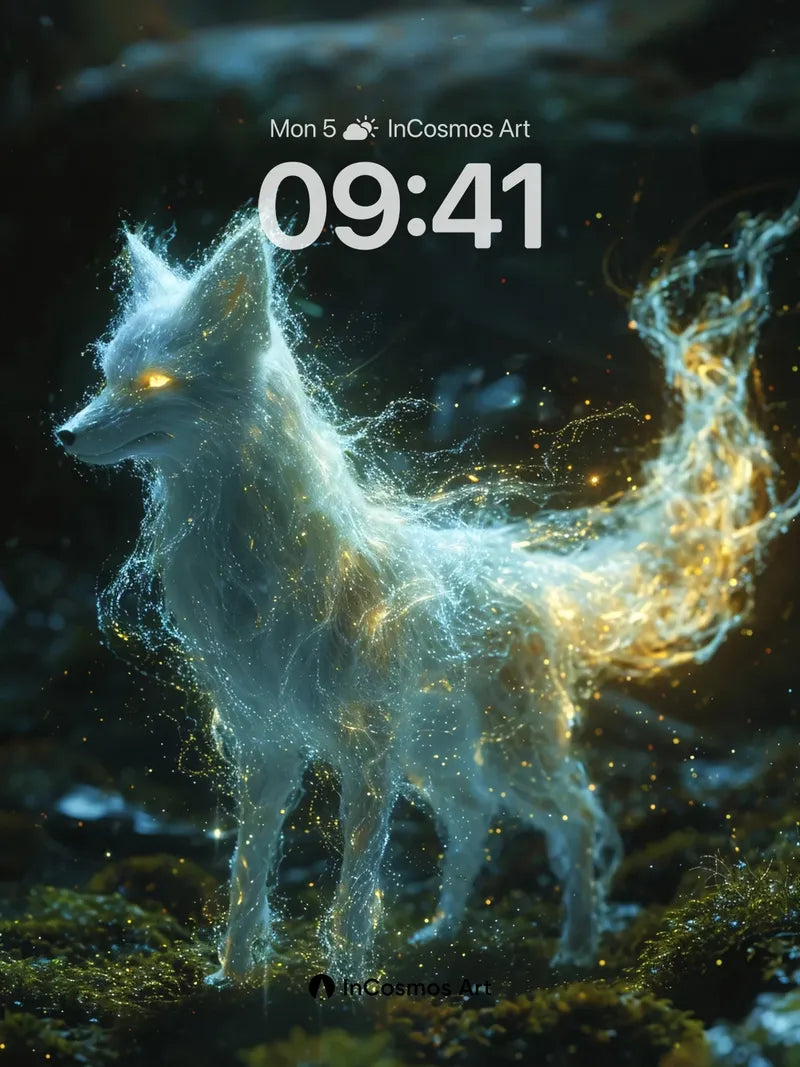 Luminous Spirit Fox Wallpaper with Ethereal Trails