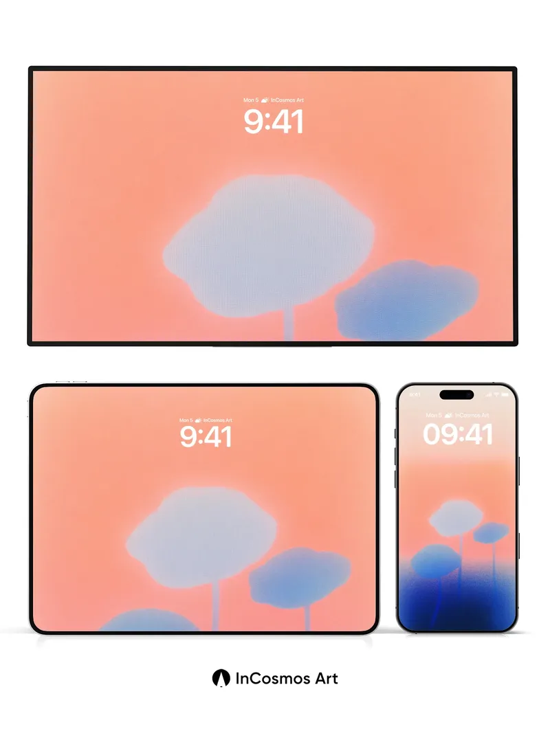 Serene Nebula Wallpaper with Floating Forms