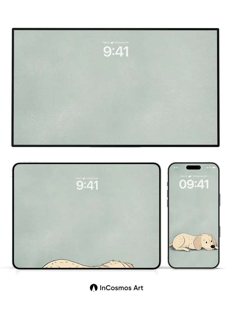 Serenity Dog Wallpaper with Soft Dots