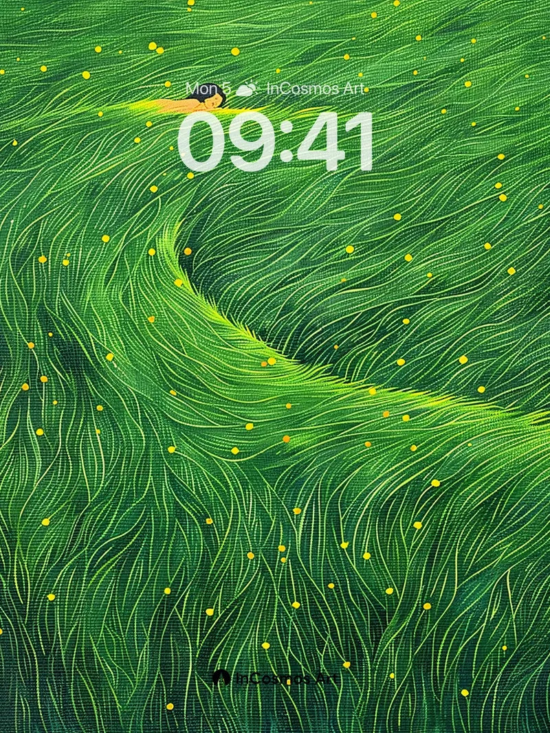 Whispering Green Waves Wallpaper with Hidden Figures