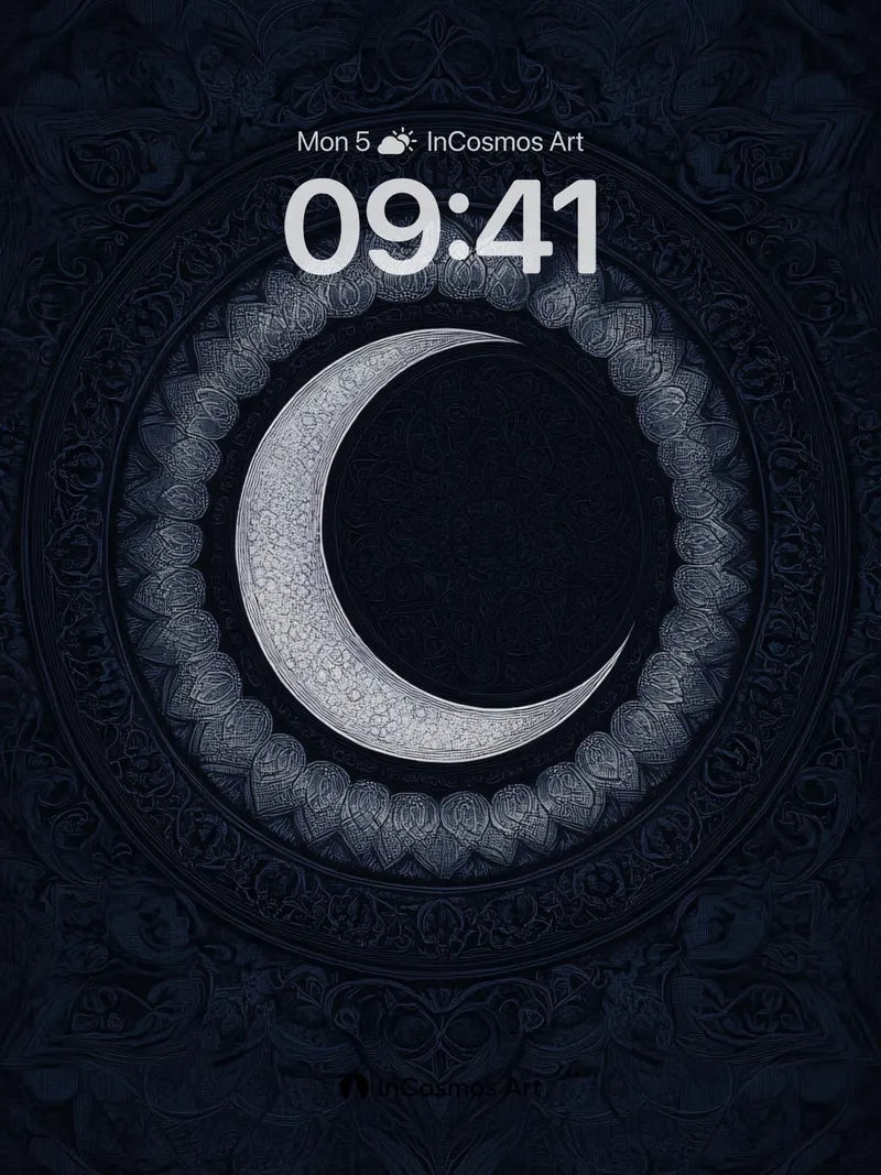Silent Crescent Wallpaper with Ornate Veil