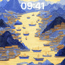 Golden River Mirage Wallpaper with Floating Temples wallpaper for iPhone, iPad & Mac