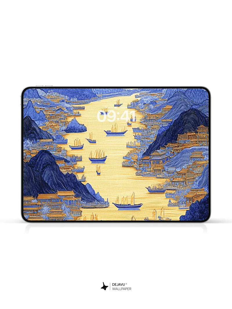 8K Minimal Aesthetic Abstract Painting of a River Landscape