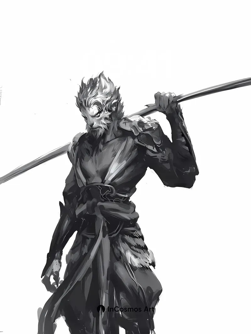 Shadowed Warrior Wallpaper with Mythic Fire