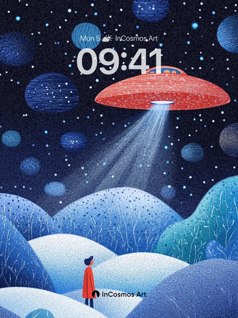 Cosmic Wonder Wallpaper with Alien Light Beam