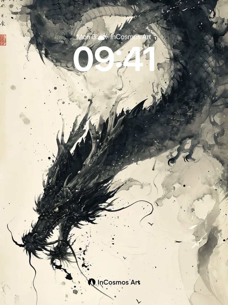 Inkstorm Dragon Wallpaper with Breath of Smoke