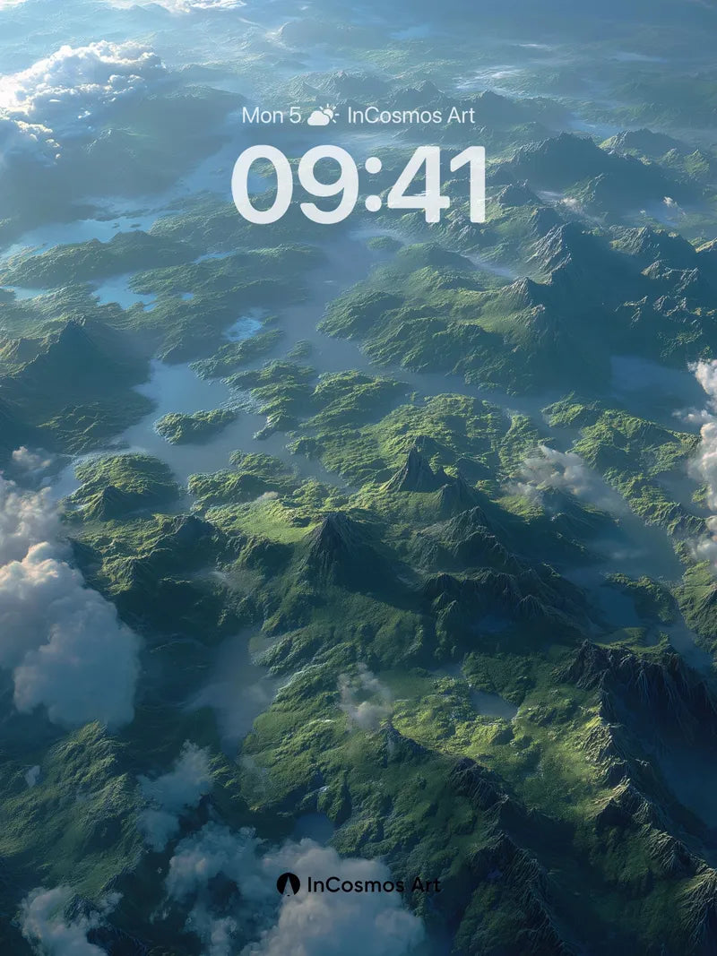 Serenity Peaks Wallpaper with Floating Cloud Canyons