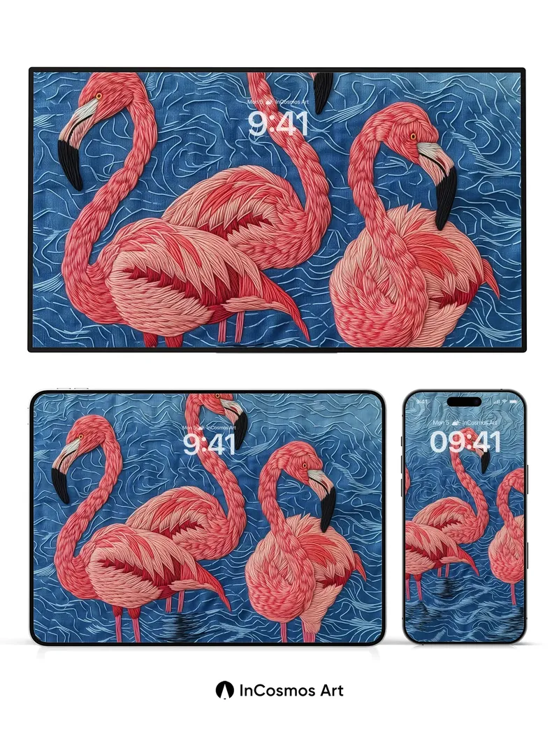 Crimson Mirage Wallpaper with Quilted Water