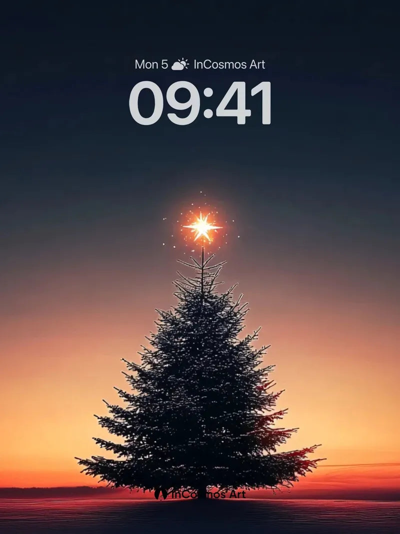 Solitary Starlight Wallpaper with Frozen Pine