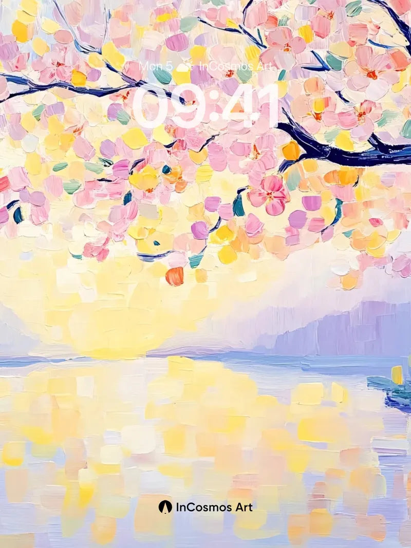 Serenity Bloom Wallpaper with Golden Reflections