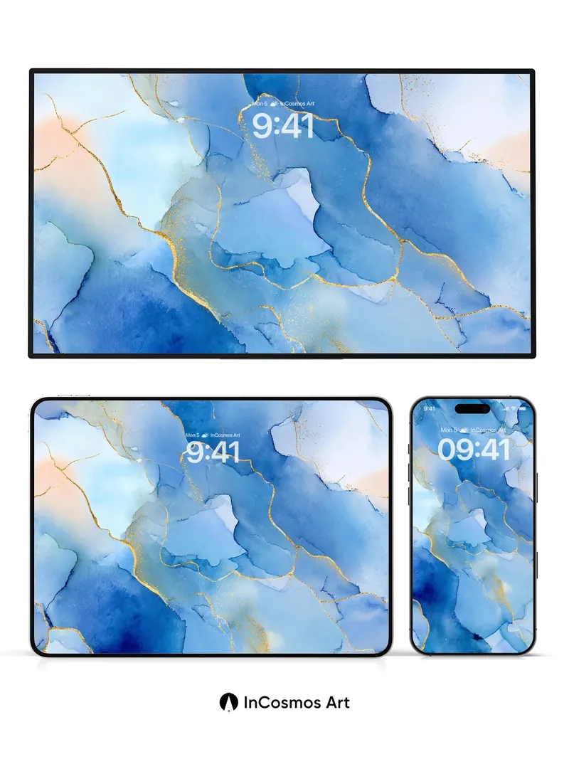 Serene Abyss Wallpaper with Golden Veins