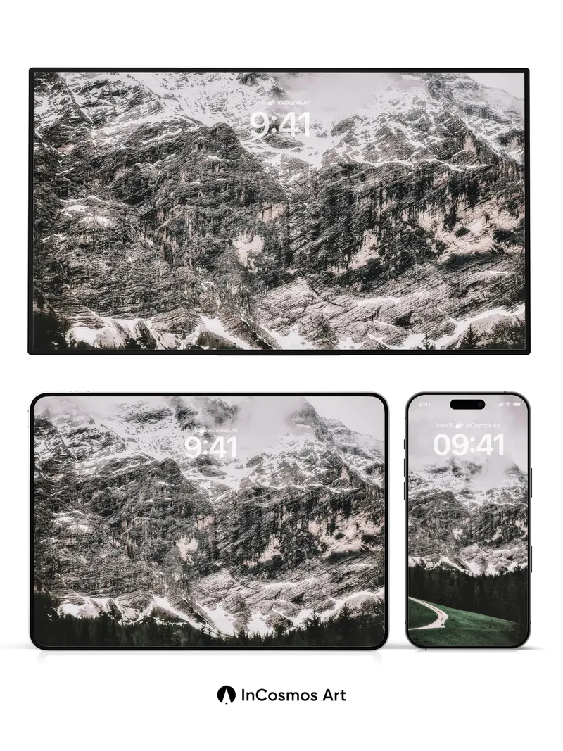 Silent Summit Wallpaper with Frost-Carved Peaks