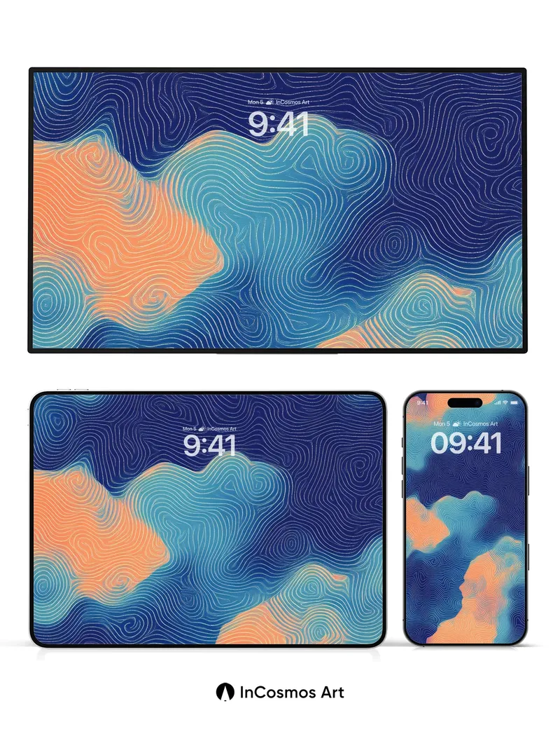 Whispering Currents Wallpaper with Topographic Veins