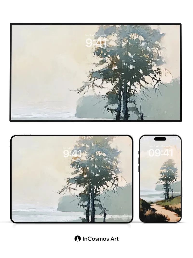 Whispering Pines Wallpaper with Coastal Hush