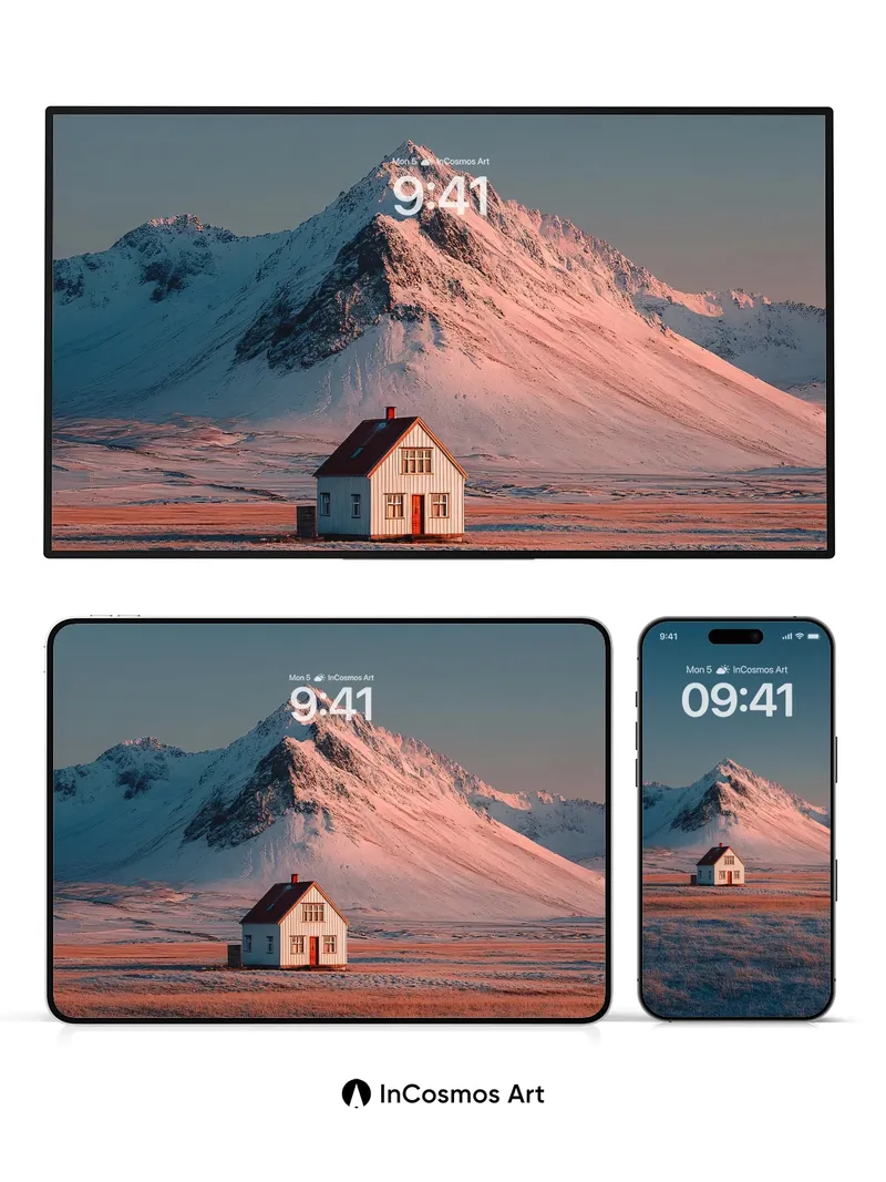 Frost-Lit Solitude Wallpaper with Mountain Sentinel