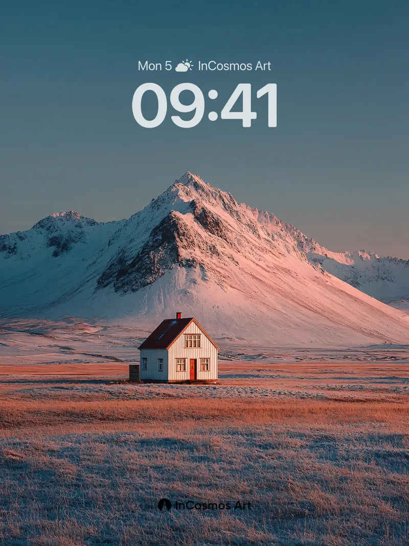 Frost-Lit Solitude Wallpaper with Mountain Sentinel