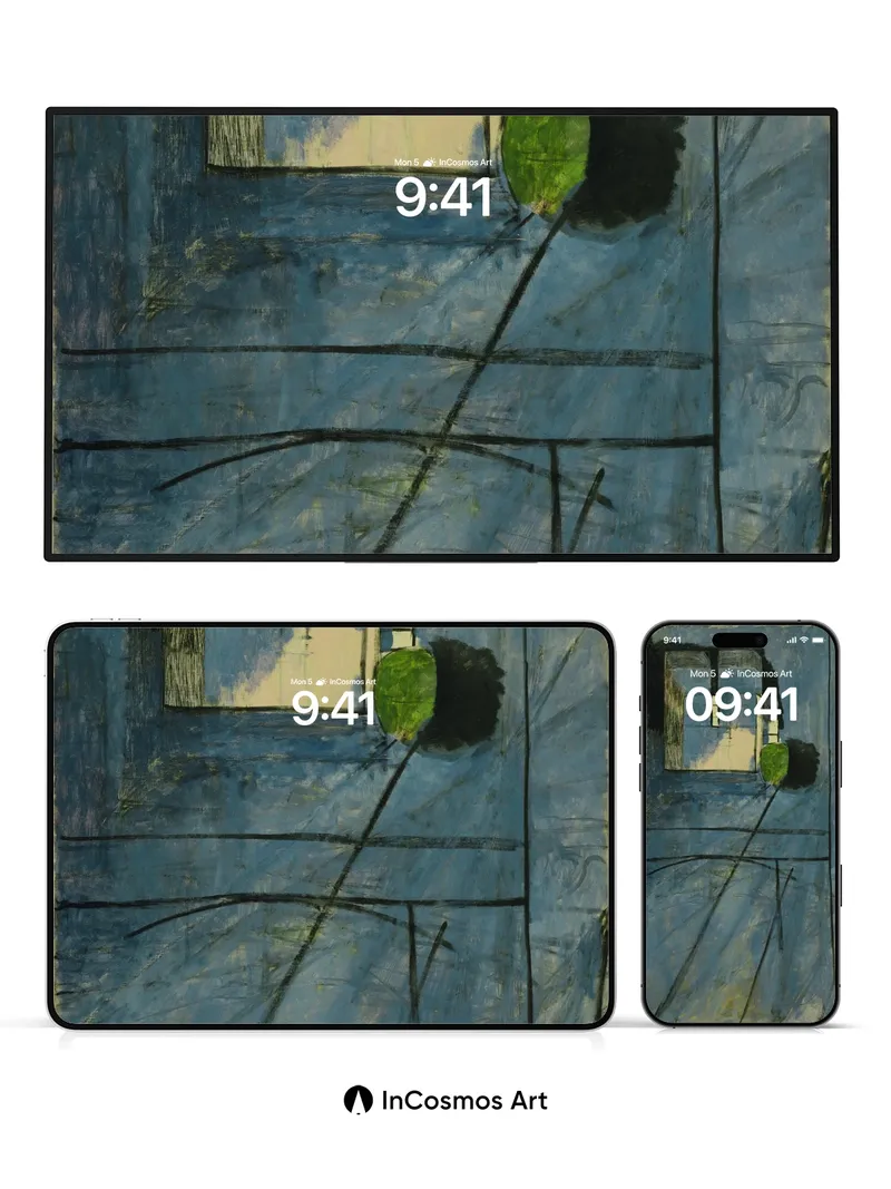 Cobalt Silence Wallpaper with Green Shadow