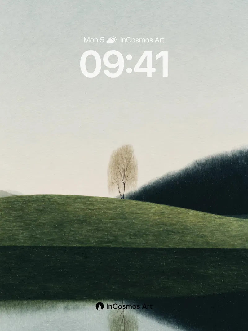 Serenity Willow Wallpaper with Mirror Water wallpaper for iPhone, iPad & Mac