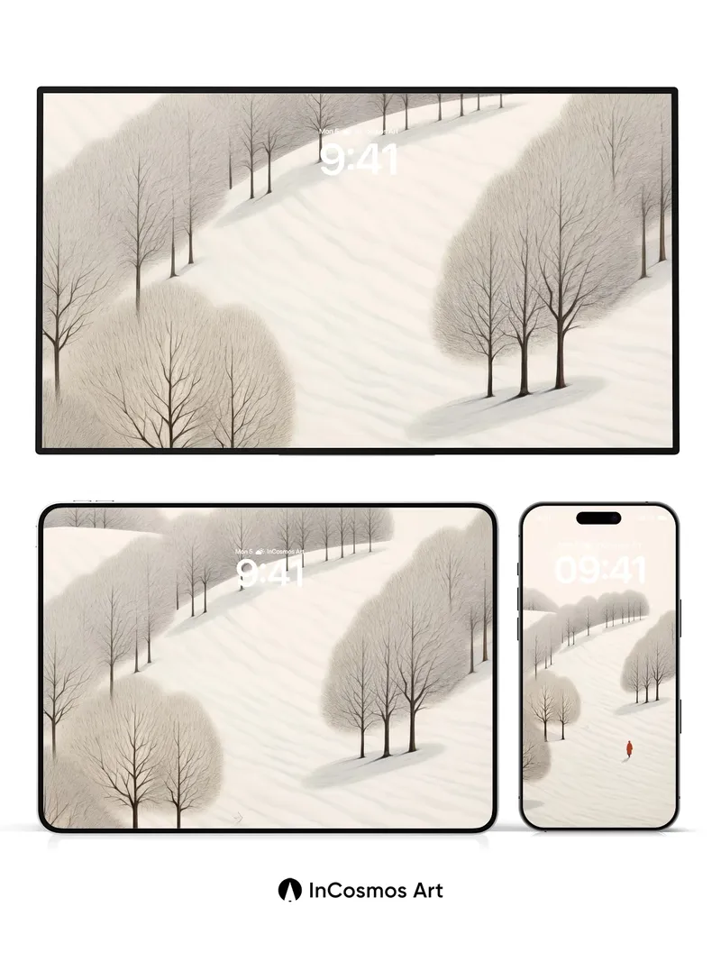 Serenity Snowdrift Wallpaper with Solitary Walker